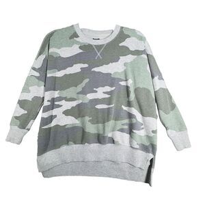 Aerie Shirt Womens XS Gray Green Camo Sweatshirt Lounge Casual Streetwear‎
